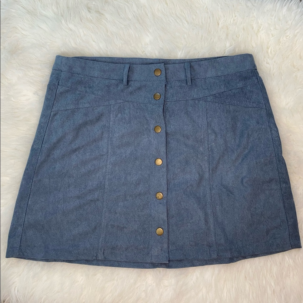 Blue button up high waisted mini skirt